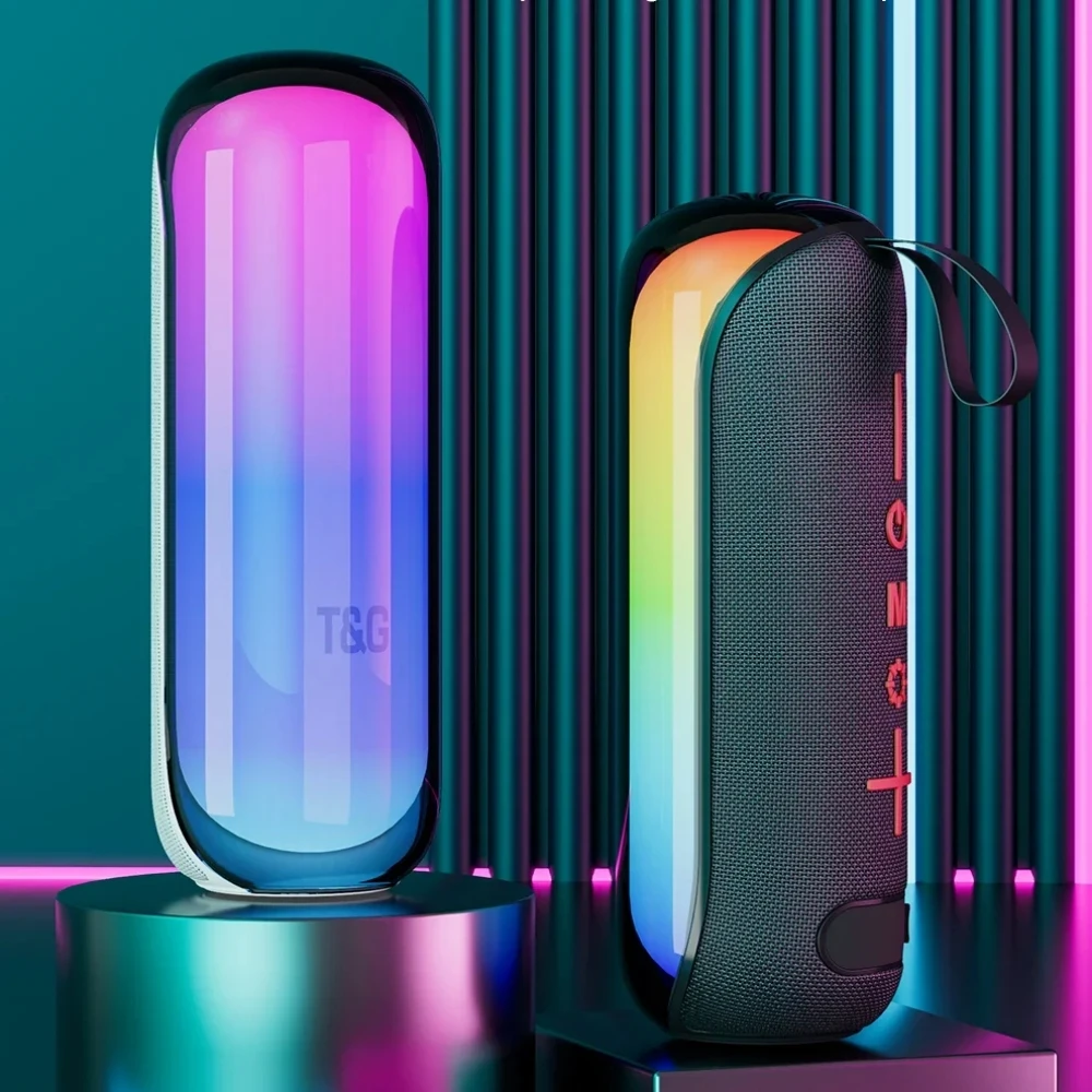 

Portable Speaker RGB Colorful Light 10W Wireless Speakers Bluetooth 5.3 TWS 9D Stereo Surround HIFI Music Sound Box With FM AUX