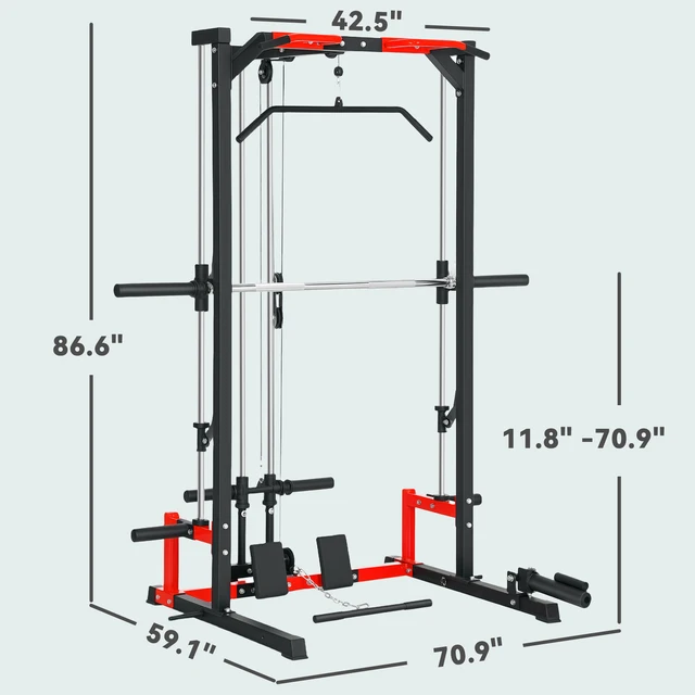 Soozier Smith Machine, Multi-Function Power Cage with Lat Pull down System 3