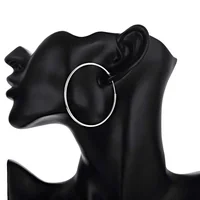 925 Silver Round Circle 35/50/60mm Hoop Earrings For Woman Wedding Engagement Party Fashion Charm Jewelry Gift - Image 2