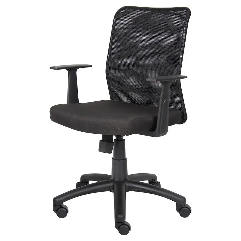 Black Budget Mesh Task Chair with T-Arms and Adjustable Height