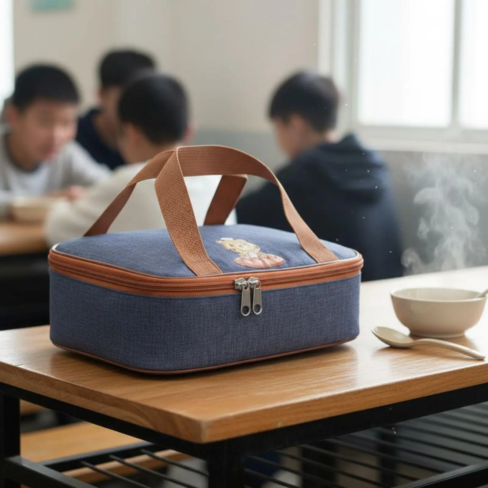 보온 도시락 가방 대용량 도시락 가방 식품 운반 가방 휴대가 간편한 여러 포켓 어린이, 직장인용
