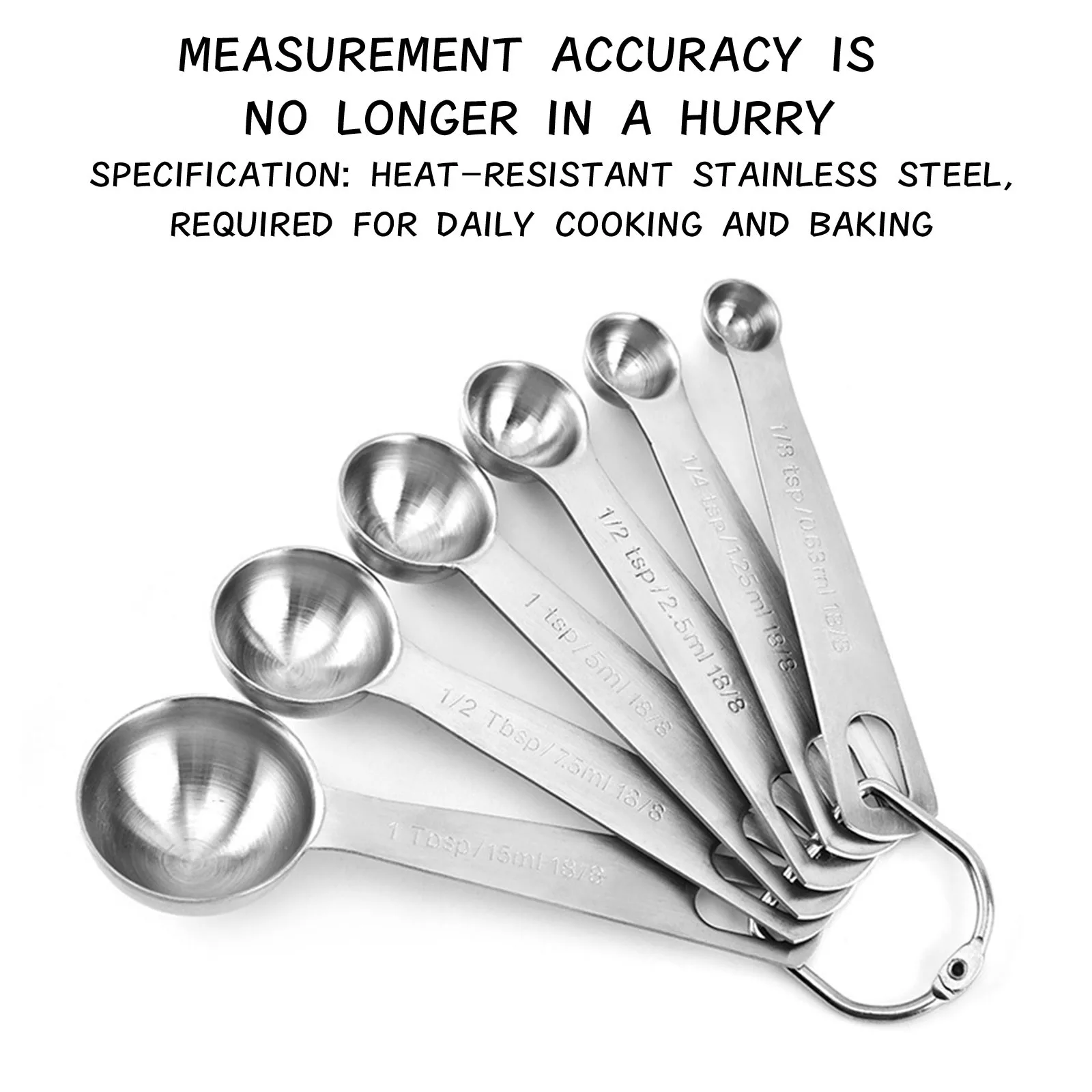 18/8 Stainless Steel Measuring Spoons, Each Set Of 6 Kitchen Measuring  Spoons: 1/8 Tsp, 1/4 Tsp, 1/2 Tsp, 1 Tsp, 1/2 Tsp Tablespoons And 1  Tablespoon