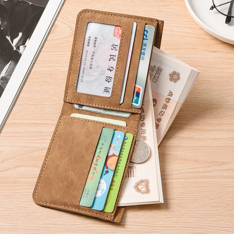 Men's ultra-thin short leather wallet card bag wallet integrated soft leather wallet light and simple multi card slot card bag