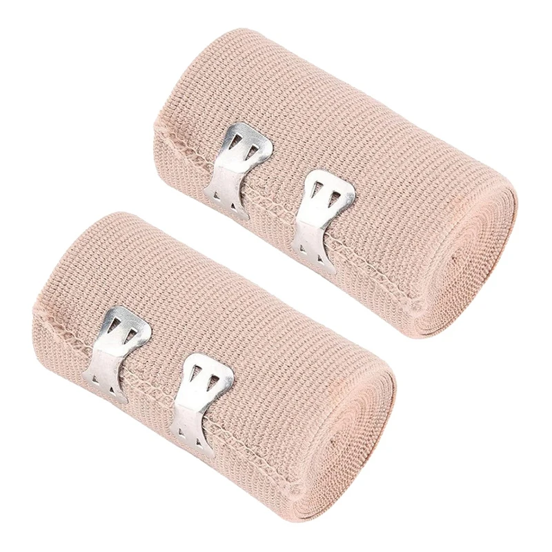10Pcs Elastic Bandage Wrap Roll 7.5Cmx4.5M Compression Wrap With Additional Metal Clips For Ankle Support First Aid Kits