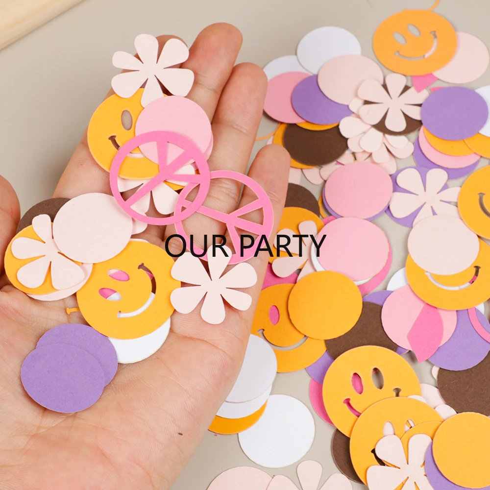 Paper Confetti Party Decorations 1Bag Colorful Hippie Groovy Bohemian Theme Paper Confetti for Party Decoration