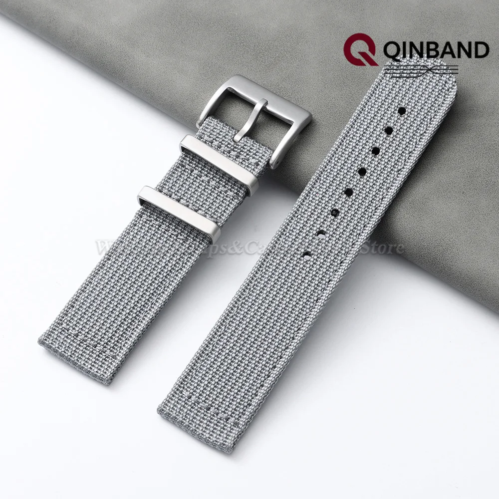 Ribbed Nylon Canvas Watch Strap - Sporty Military Style Universal Bracelet