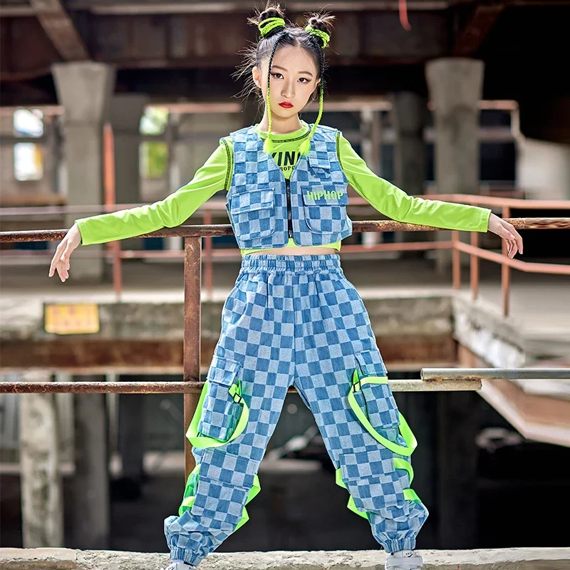 

Girls Stage Fashion Show Dance Hip Hop Clothes Kids Streetwear Hiphop Casual Vest Pant Children Tracksuit Teens Costumes