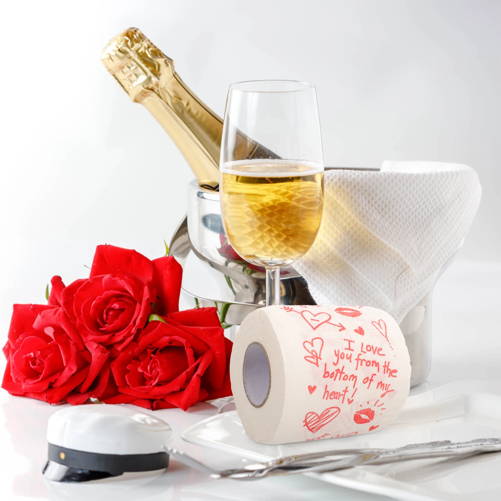 Valentines Day Creative Toilet Paper Roll Bathroom Tissue Soft Napkins Hygienic Dispenser Colored Tissues Sanitary Paper