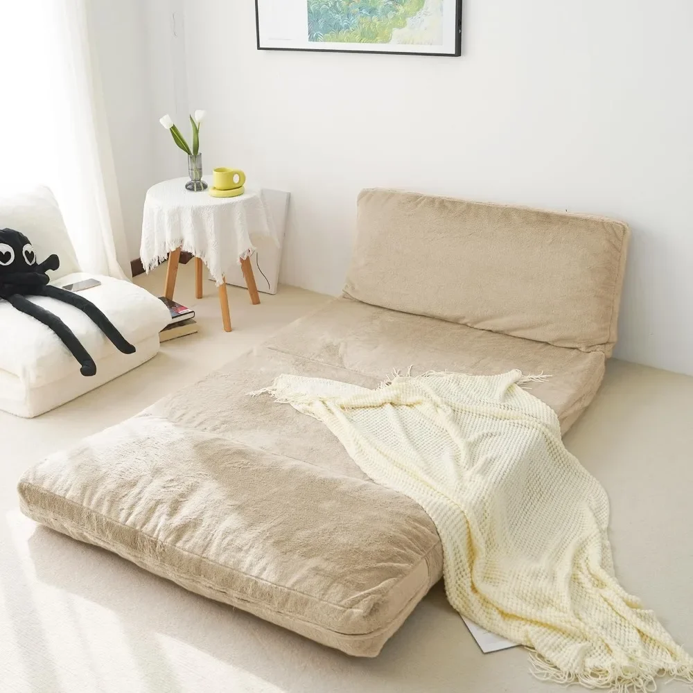 Folding Matress Sofa, Foam Filling Folding Matress Sofa, Includes Removable and Machine Washable Cover, Soft Faux Fur 5