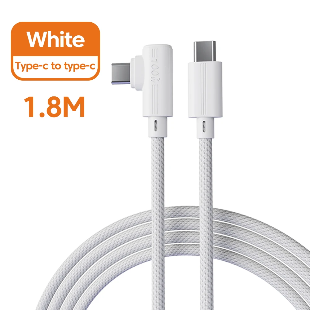 100 واط 90 درجة شحن سريع USB نوع C إلى USB C كابل...