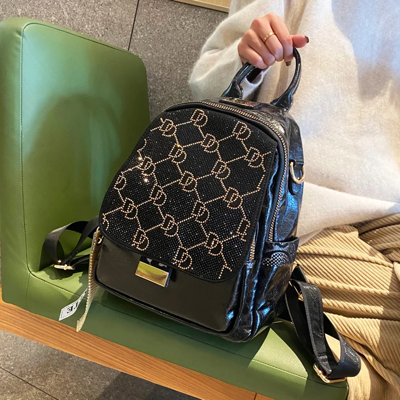 New Women\'s Backpack Real Leather Trendy Backpack for Women Shoulder Bag Fancy Frills Female Sac A Dos