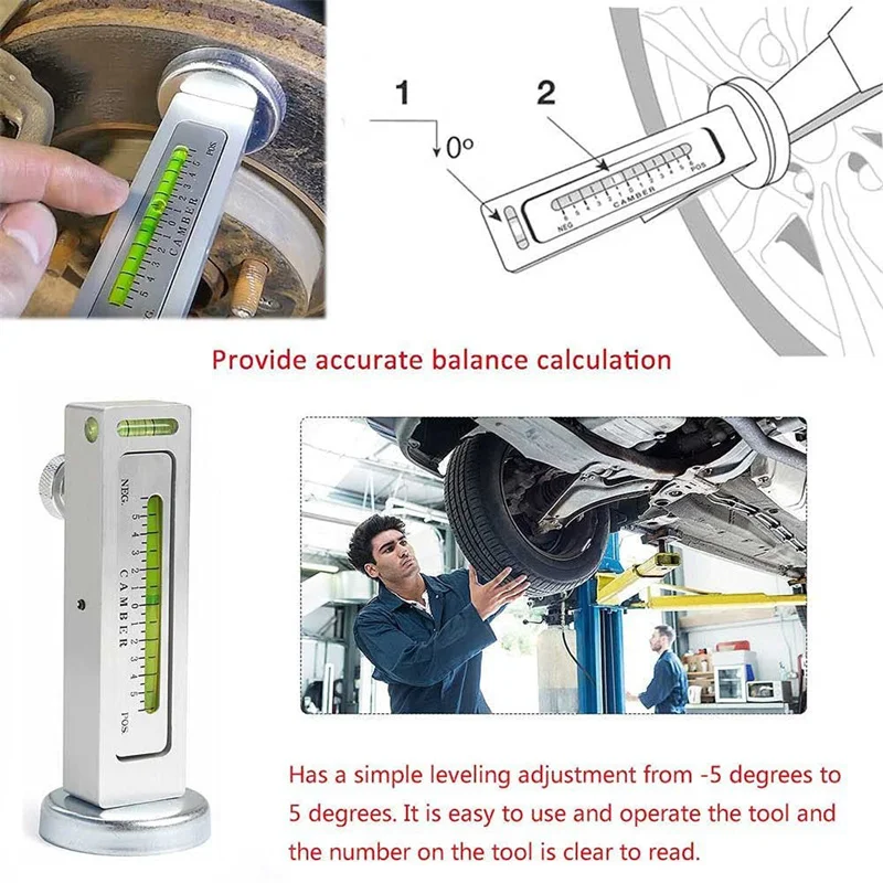 Magnetic Camber Gauge Tool - Universal Wheel Alignment For Cars, Trucks, RVs