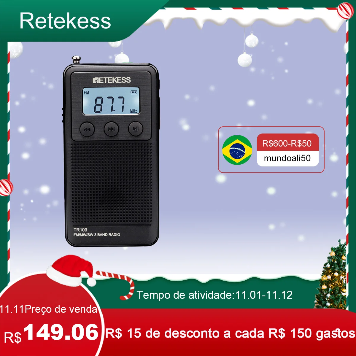 Retekess Tr103 Bolso Port til Mini R dio Fm mw sw R dio De Sintonia retekess-tr103-bolso-port-til-mini-r-dio-fm-mw-sw-r-dio-de-sintonia