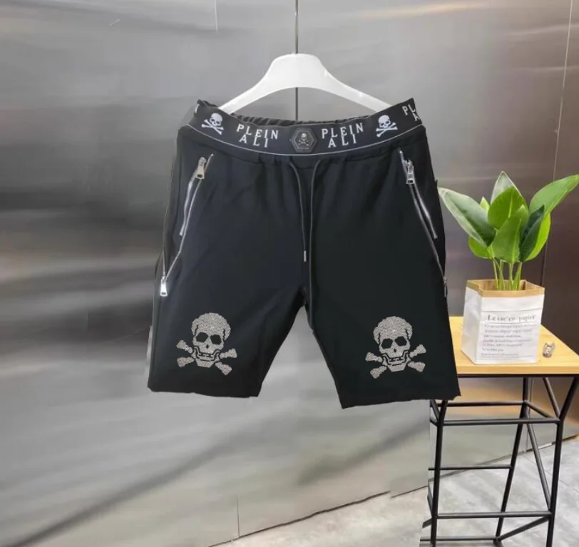 2025 Designer Rhinestone short Summer Luxurious Plein ali Hip Hop Male Brand Casual short pant 1