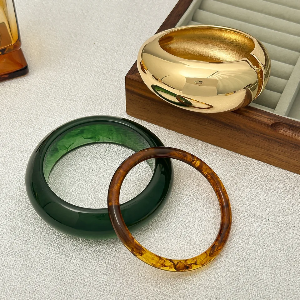 KMVEXO Vintage Irregular Acrylic Resin Chunky Bangles for Women