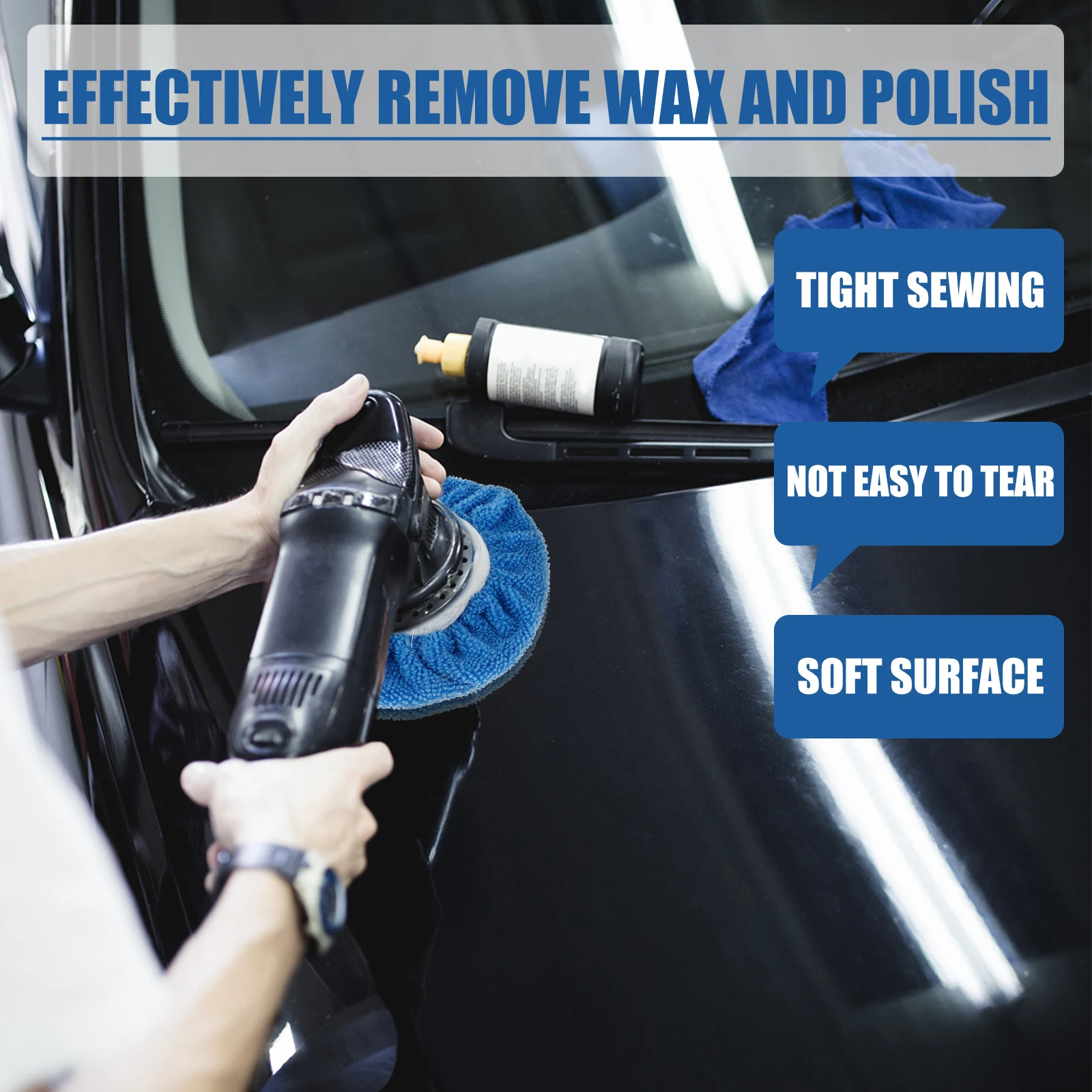 Car Polishing Pad Set 20PCS 5-6in Auto Soft Microfiber Bonnet Polisher Waxing Polishing Buffing Auto Paint Care Buffer Cover