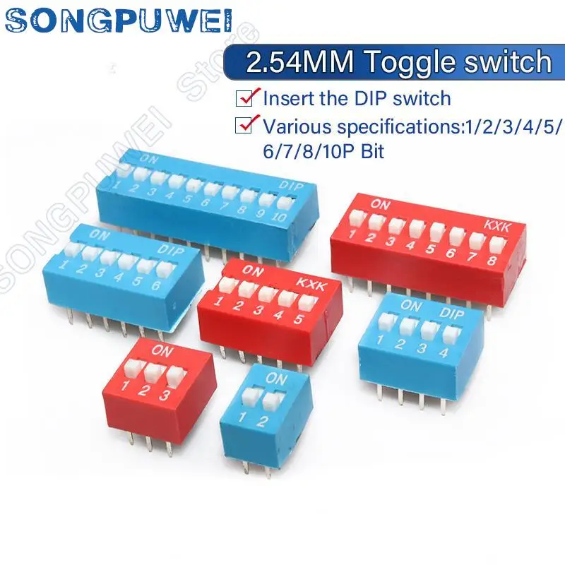 Slide Type Switch 100PCS 1 2 3 4 5 6 7 8 10 12 Bit 2.54mm