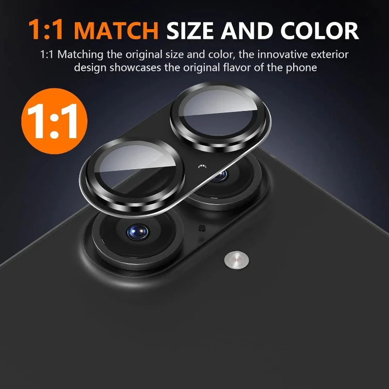 Sleek Black Metal Tempered Glass Camera Lens Protector - Premium Phone Accessory