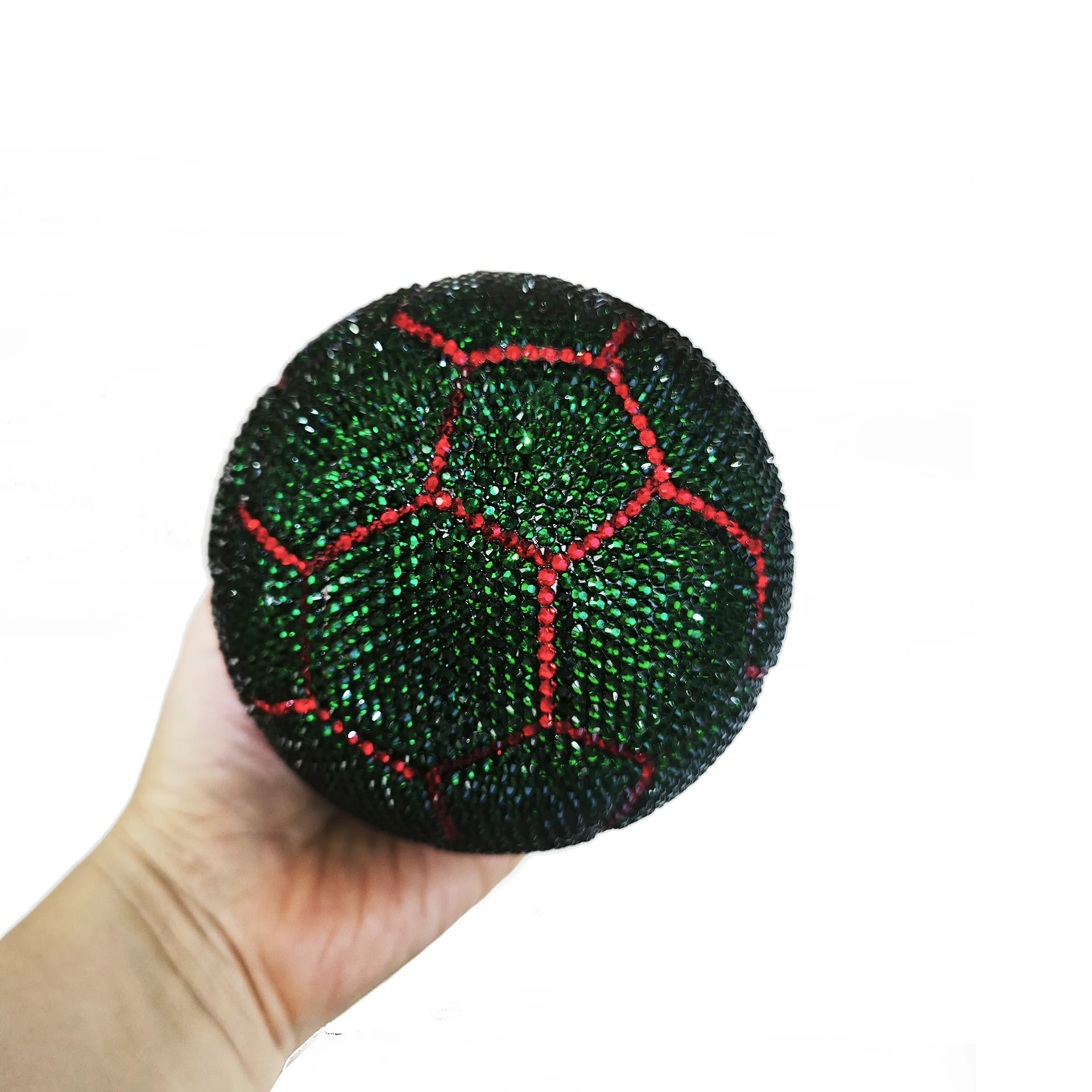 Frauen Fußball geformt voller Kristalle Abend Clutch Geldbörse Hochzeit Party Handtasche rote Diamanten elegante Umhängetaschen – Detail 7