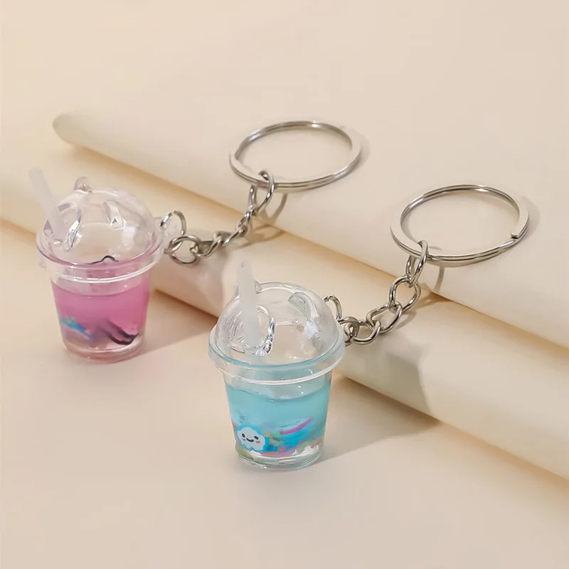 Milk Tea Cup Pendant Keychain Fashion Milk Tea Keychain Bubble Tea Cute Keychain Key