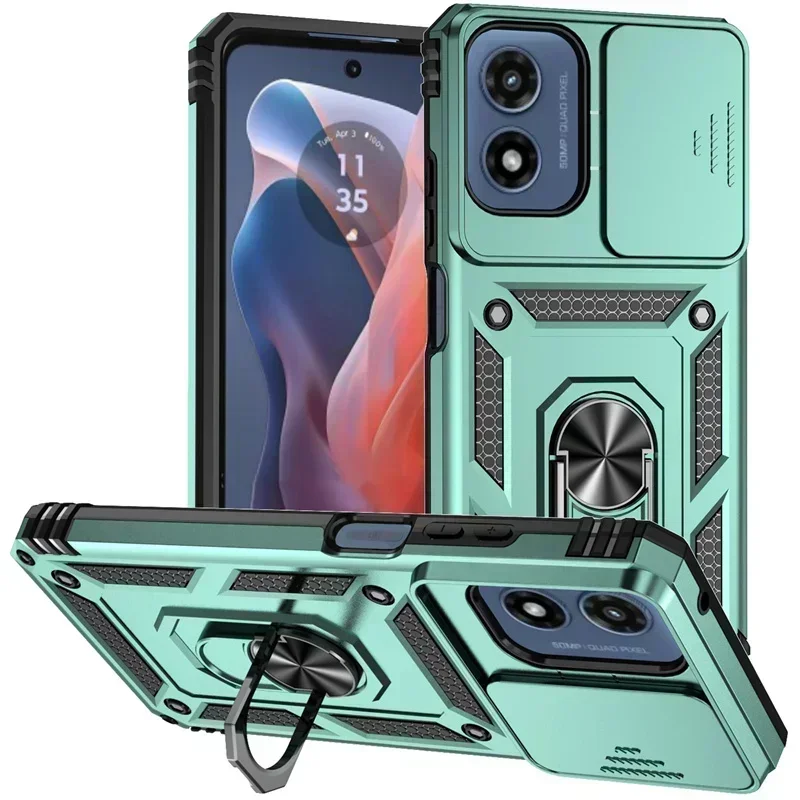 Enhanced Armor Shockproof Case with Ring Holder and Slide Protection
