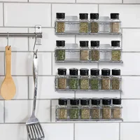 1/2PCS Wall Mount Spice Rack Metal Spice Storage Rack Spice Jar Rack Cabinet Shelf Seasoning Organizer Rack Kitchen Organizer 1