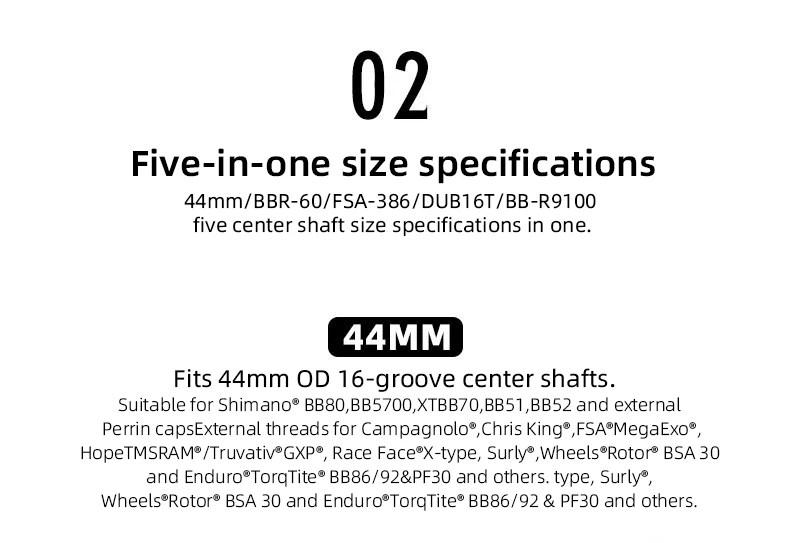 TOOPRE 5-in-1 Tretlager-Demontagewerkzeug für Shimano BBR-60/FSA-386/DUB 16T/BB-9100/44mm Fahrrad-Mittelachsenhülsen-Reparaturwerkzeug – Detail 4