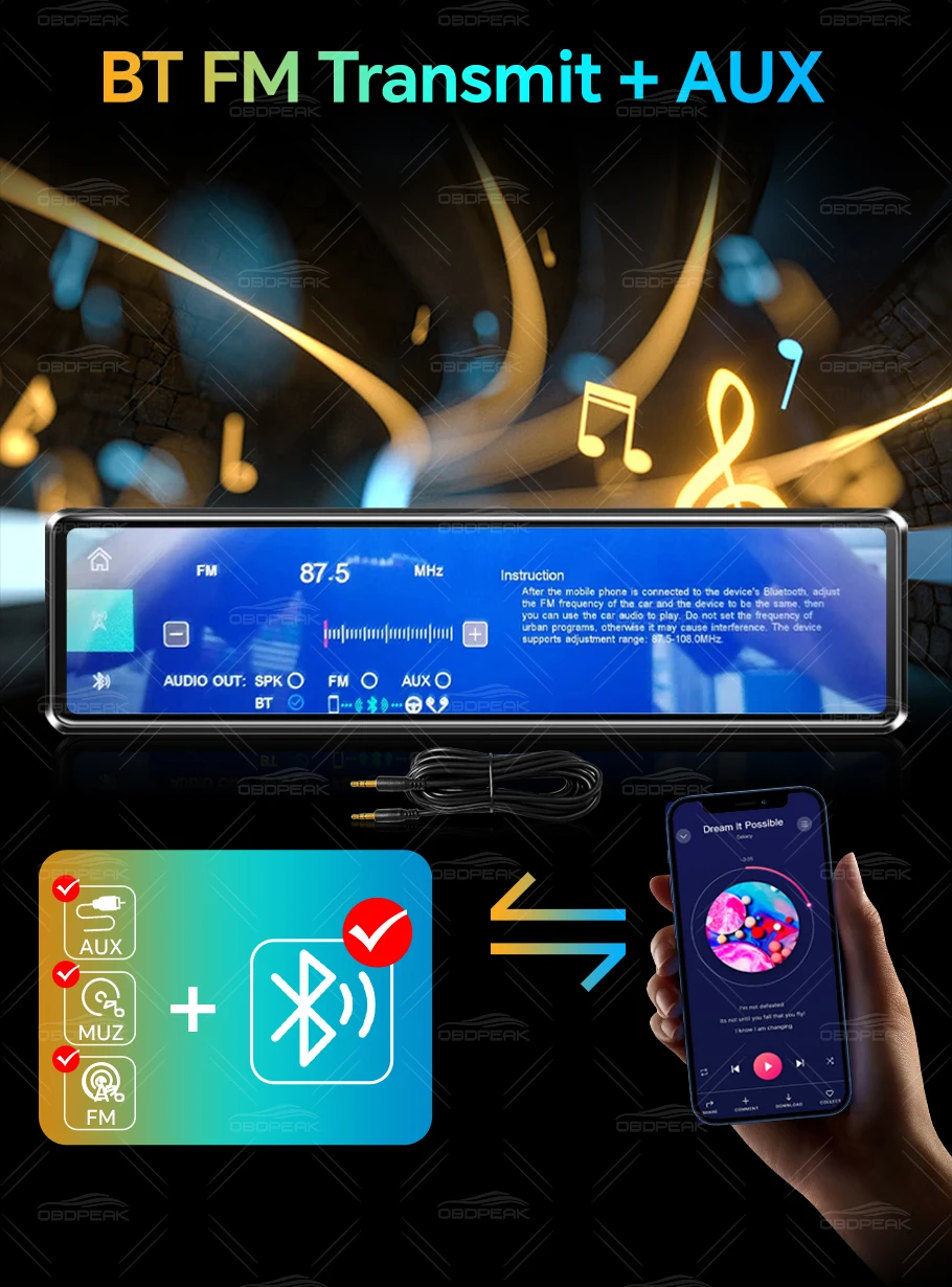 K4 11.26 Inch Carplay & Android Auto 4K 2160P Wifi Dash Cam Rearview Mirror Car