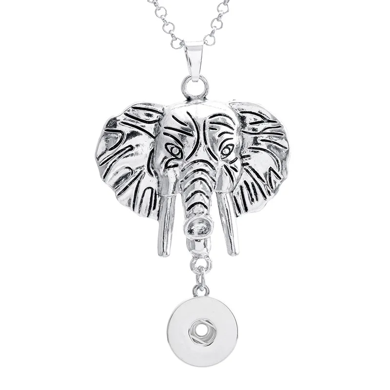 10pcs vintage style Metal Elephant Snap Necklaces Fit 18mm Snap Buttons Jewelry Snap Button Necklace