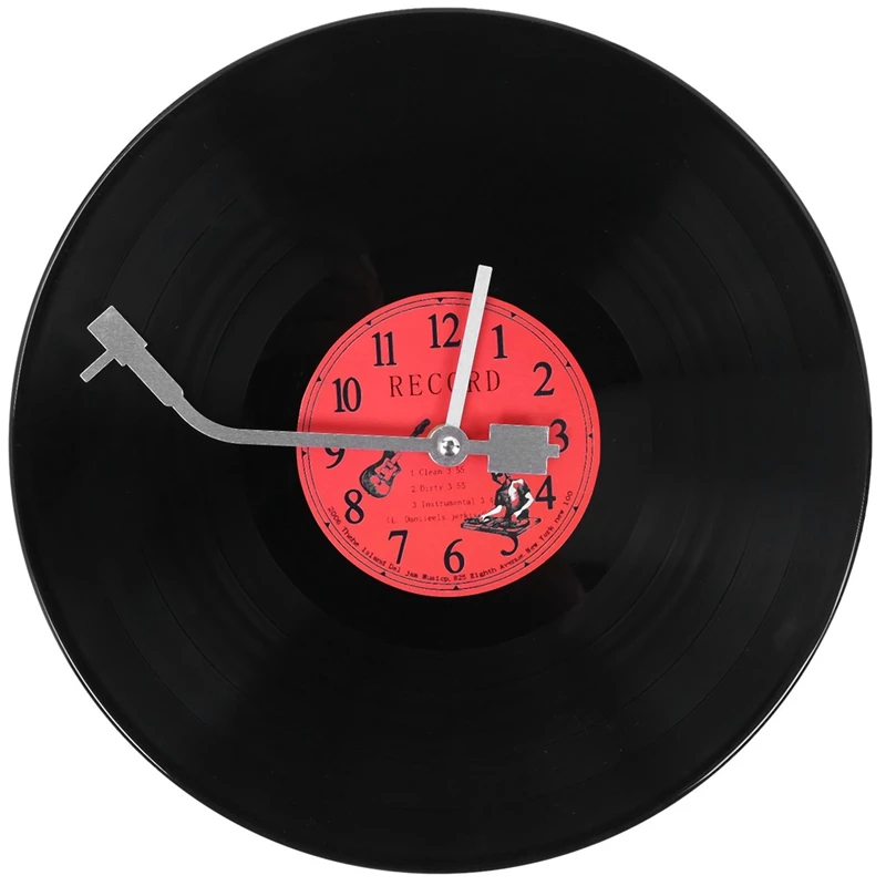 European Retro Nostalgic Ultra-Quiet Clock Vinyl Record Personality Wall Clock Cafe Bar Decorative Wall
