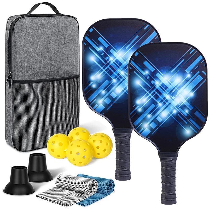 

GojoyLiu 2 Racket 4 Balls And 2 Ball Picker Carbon Fiber Pickleball Paddle Set For Indoor Outdoor Pickleball Training