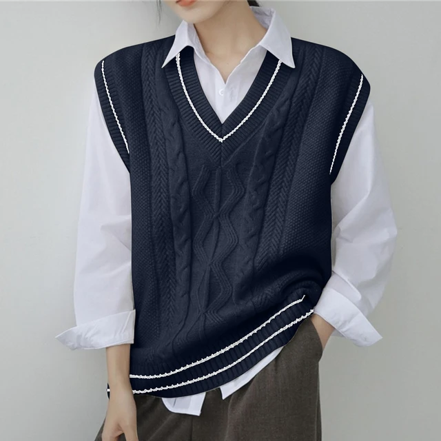 Sweater Vest for Women V Neck Sleeveless Knit Solid Casual Ribbed Preppy  Pullover Tops : : Clothing, Shoes & Accessories