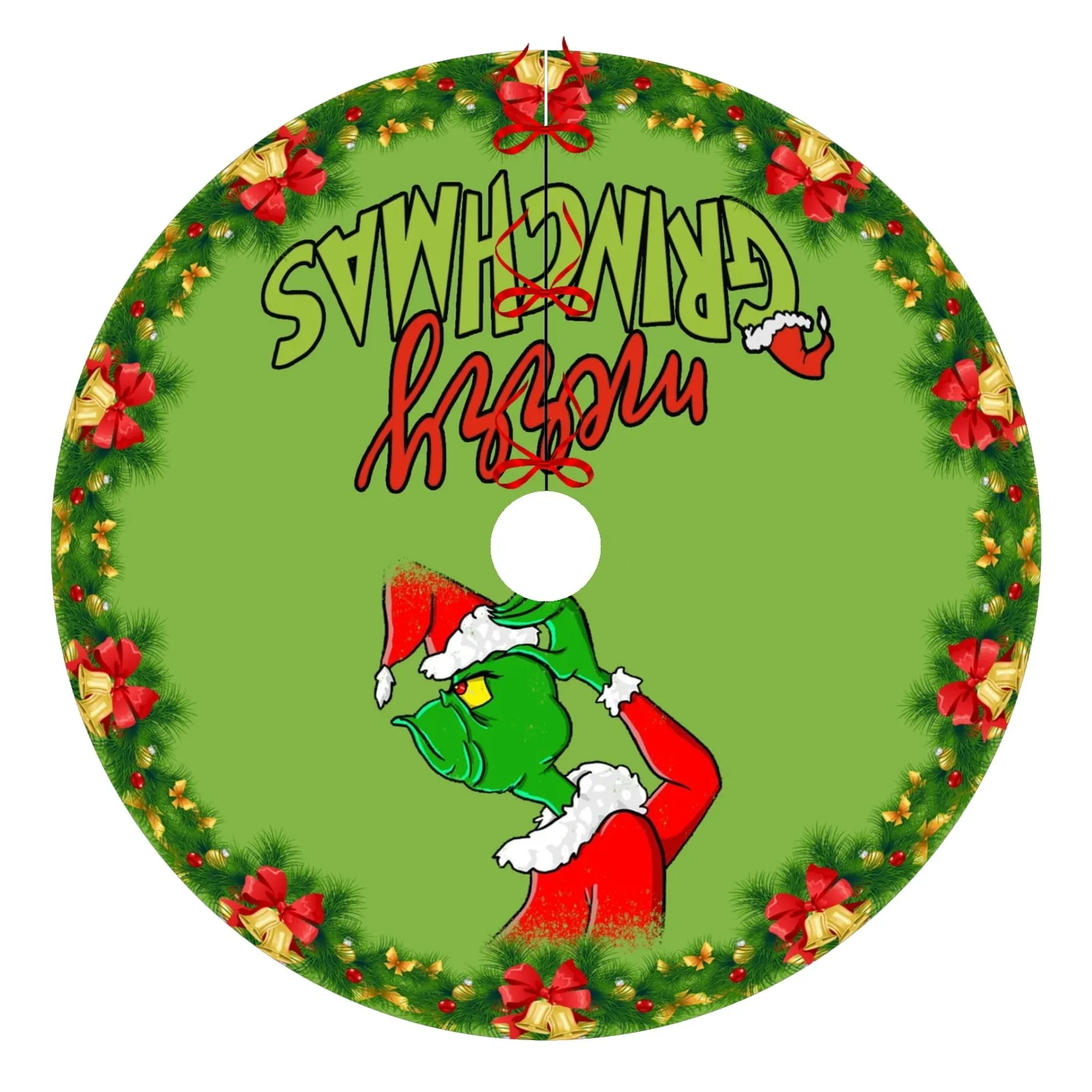Christmas Tree Skirt Red & Green Christmas Tree Skirt for Holiday Decoration