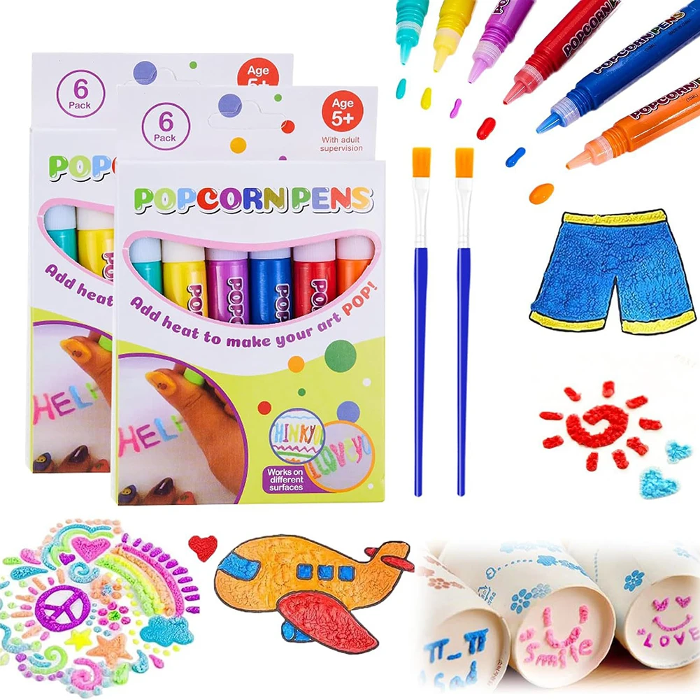 Magical Fluffy Pens Penne Da Disegno A Colori Penne Da Disegno Magiche Penne Da Disegno A Colori Magic Popcorn Color Paint Pen Puffy 3D Art Safe