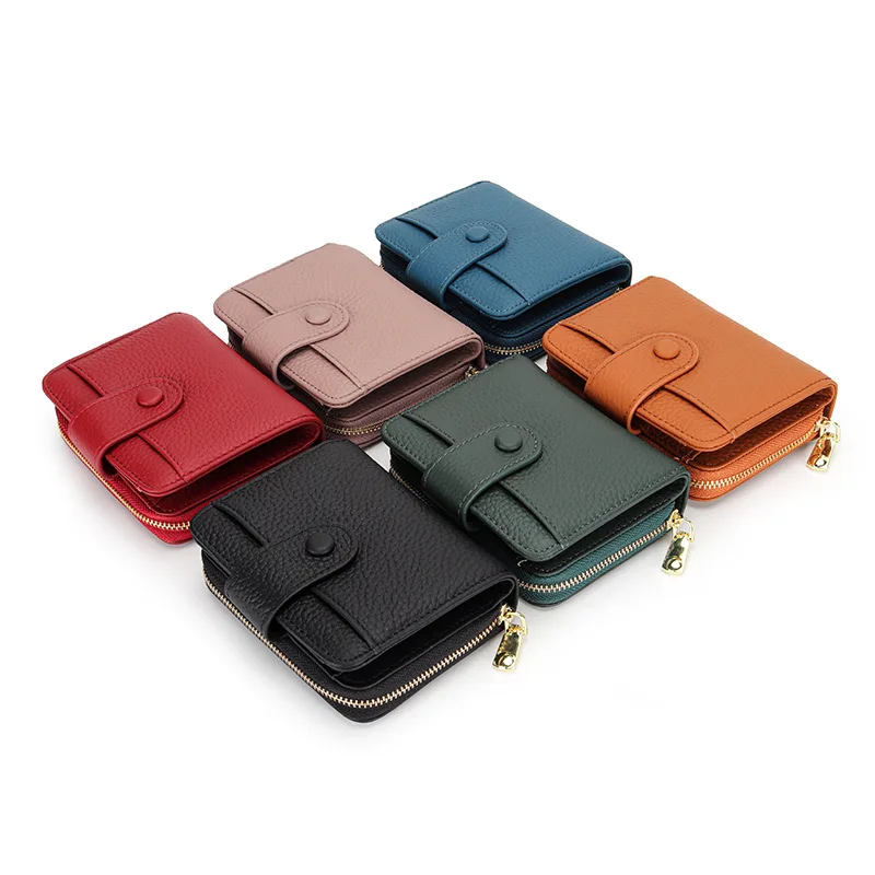 Credit Card Holder Wallet for Women Cow Leather Ladies Female Cardholder Wallets Accordion Purse Bag Luxury Zipper Around Wallet