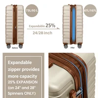 Ensemble de bagages 6 pièces avec sacs de voyage, valises rigides extensibles en ABS avec roulettes doubles, ensemble de bagages de voyage avec serrure TSA (18/20/24/28 pouces, crème) 6