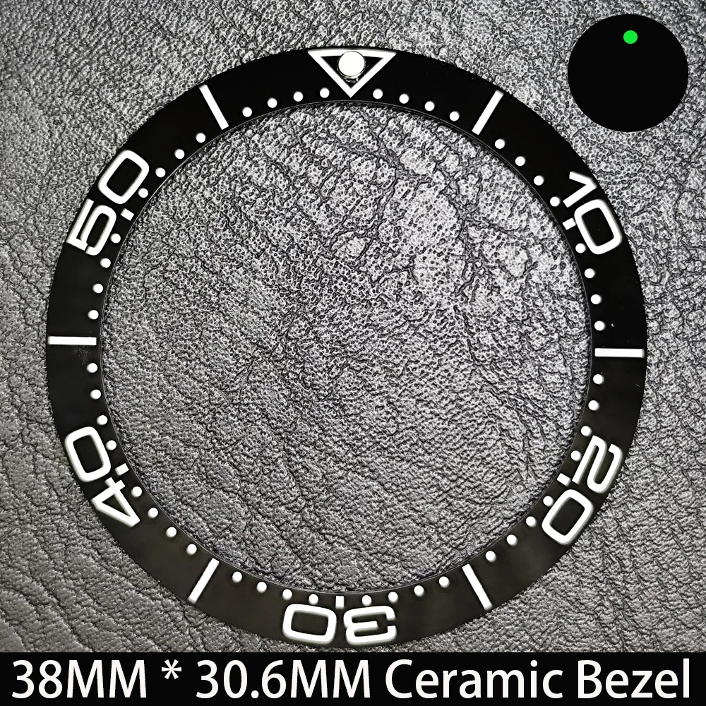 Elegant Blue Luminous Bezel GMT and Diving Watch Insert, Sloping 38mm x 30.6mm Ceramic/Aluminum