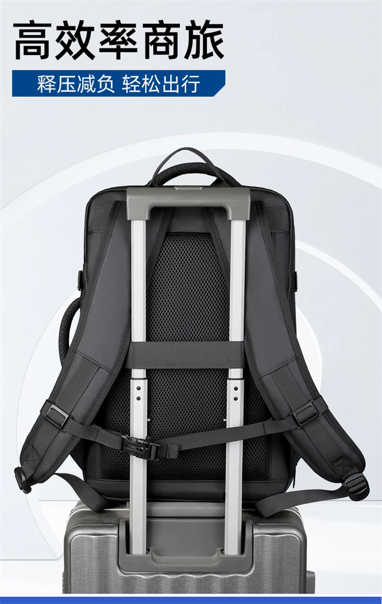 40L Business Casual Rucksack, Computertasche, Große Kapazität, Wasserabweisend, Erweiterbarer Reiserucksack mit USB-Ladeanschluss – Detail 23