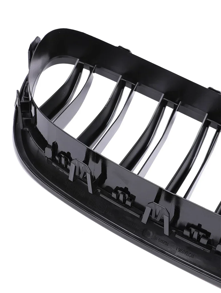 Sleek Carbon Fiber Black Double Slat Chrome Kidney Front Radiator Racing Grille