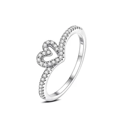 Elegant Rose Gold Crystal Heart & Moon Sterling Silver Ring for Women - Luxury Wedding Gift Jewelry (32)
