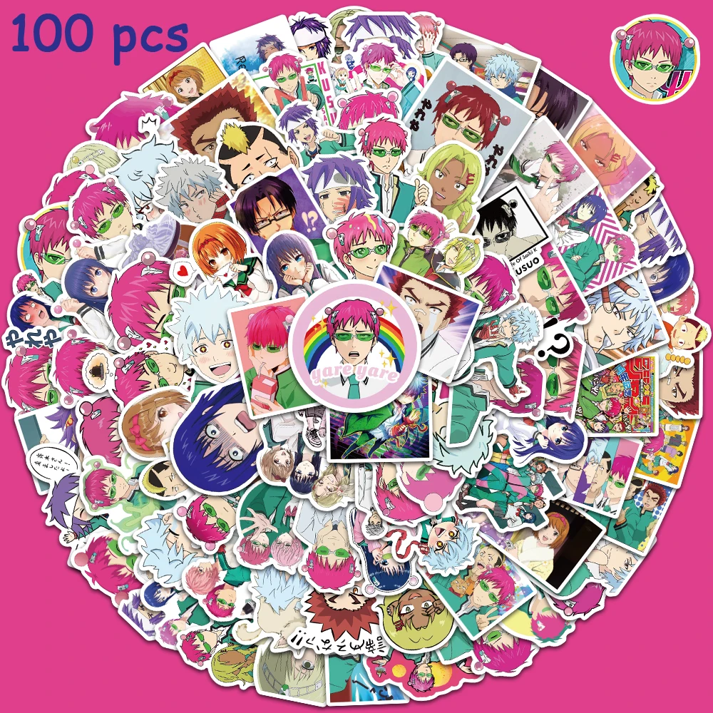 

50/100pcs Hot Anime Saiki k Stickers Funny DIY Decals Laptop Guitar Luggage Computer Stationery Scrapbook Stickers