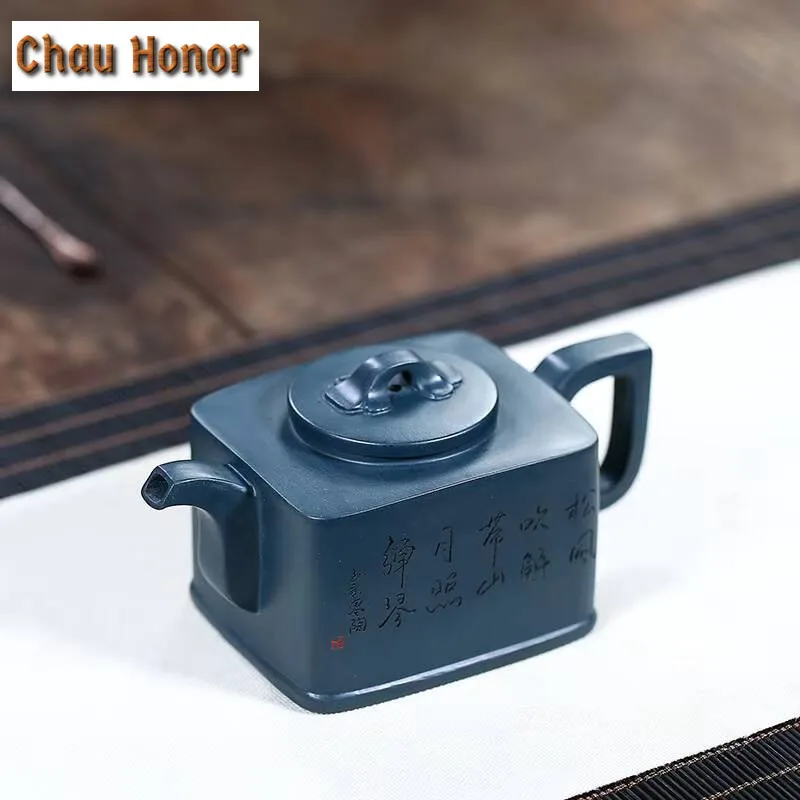 330ml Yixing Raw Ore Azure Clay Handmade Household Purple Clay Health Preserving Teapot Kung Fu Tea Set Tea Ceremony Drinkware