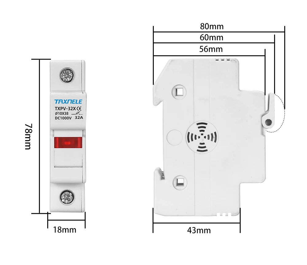 Solar DC Fuses 1000V PV Photovoltaic 6A 10A 15A 20A 25A 30A DC Fuse Holder Base for Solar System Short Circuit Protection gpV
