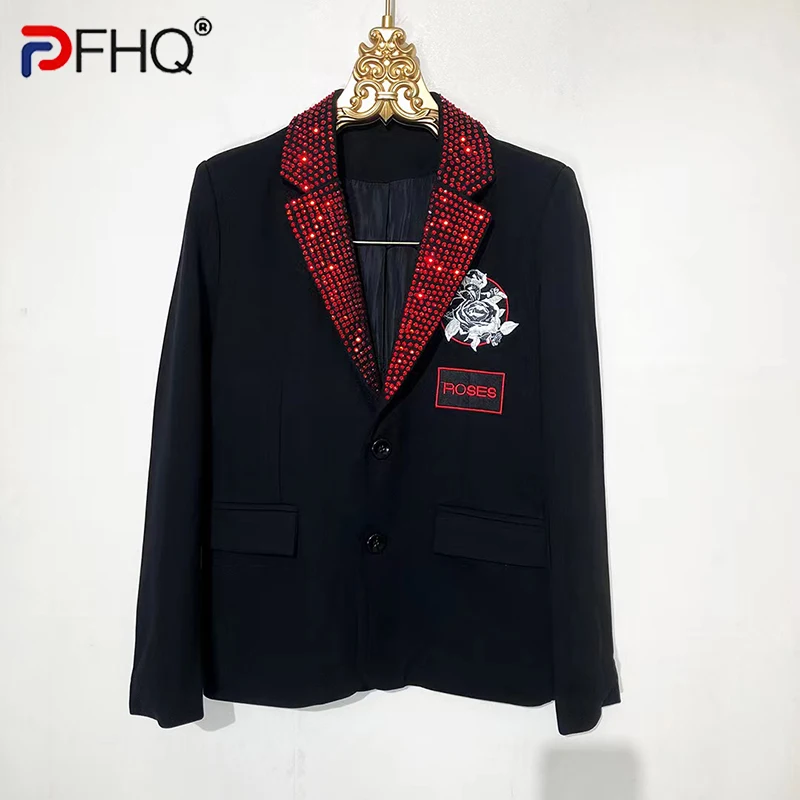 

PFHQ Men's Suit Coat Hot Diamond Shiny Heavy Industry Costume Embroidery Handsome Advanced Temperament Blazers Autumn 21Z2160