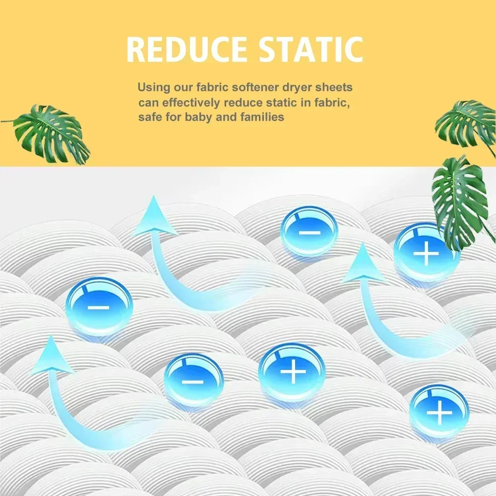 Eco-Friendly Solid Tumble Fabric Softener Dryer Sheet Fresh Scent Daily Use Dryer Sheets for Softened Laundry fabric softener sheets