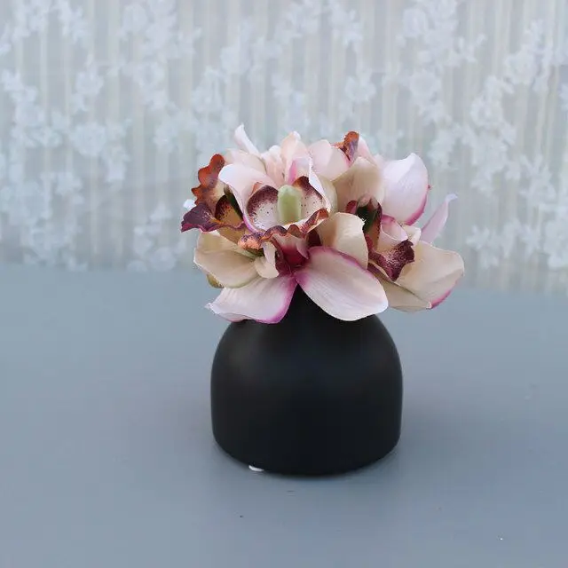Künstliche Orchideenblume aus Seide, Cymbidium, Brautjungfern-Handstrauß, Hochzeitsstrauß, Dekoration für Zuhause, Hotel, Tisch, künstliche Blumendekoration – Detail 5