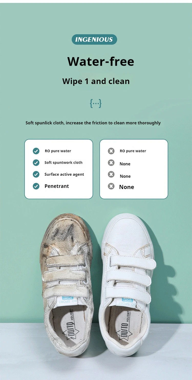 Portable Outdoor Shoe Cleaner Wipes Powerful Disposable Sneaker Cleaning Cloths for White Shoes Sneakers Cleaning Kit