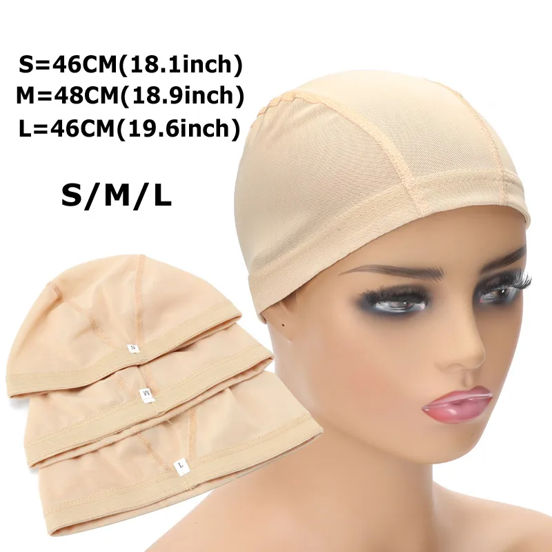 Durable Mesh Wig Caps to Make Wigs 1Pcs Glueless Weave Cap Hair Net Wig  Liner Spandex Elastic Dome Mesh Wig Cap Black Beige