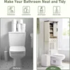 Toilet Storage Cabinet, Farmhouse Storage Cabinet Over Toilet with Sliding Barn Door & Adjustable Shelves,Living Room,White 6