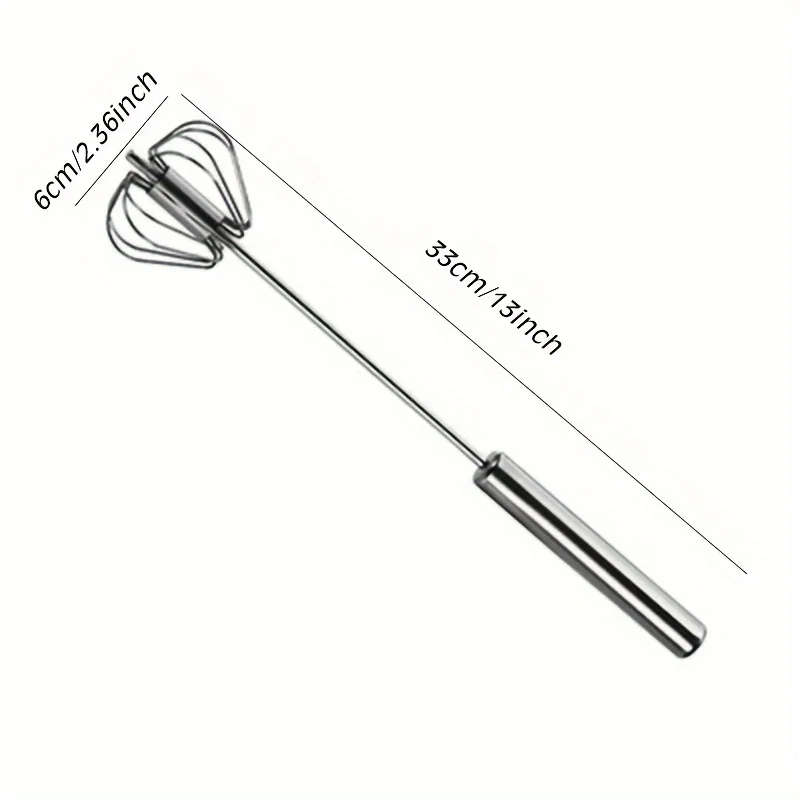 Stainless steel semi-automatic egg beater, rotating cream egg mixer, household manual egg beater, baking tool Battery-Free